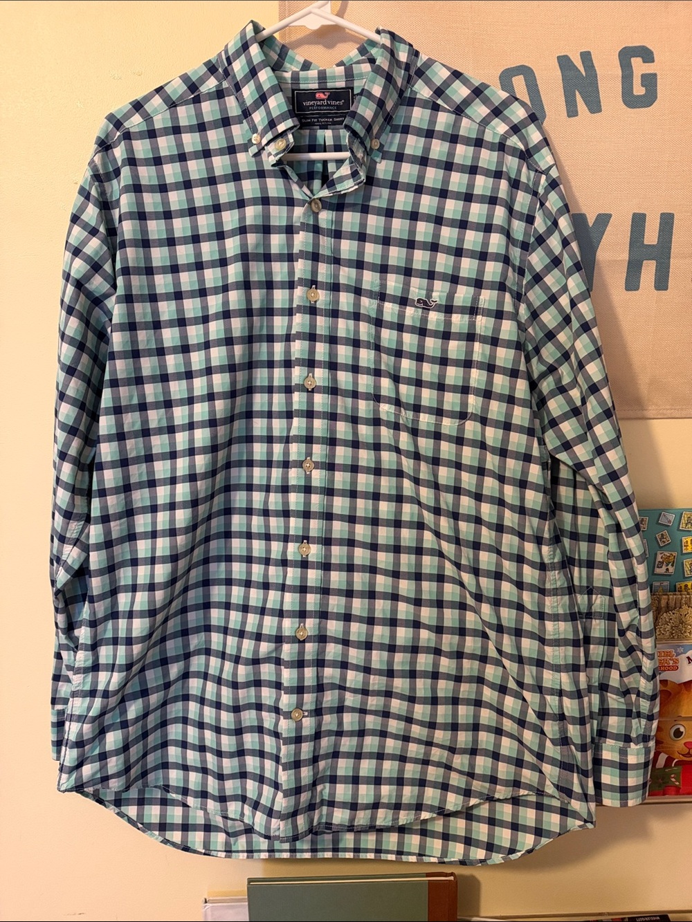 EUC Men’s Vineyard Vines Green & Blue Plaid Button-Down Shirt
